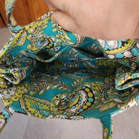 Vera Bradley Peacock Sherry Bag Quilted Blue Green Paisley Purse Handbag Retired - Picture 5 of 11